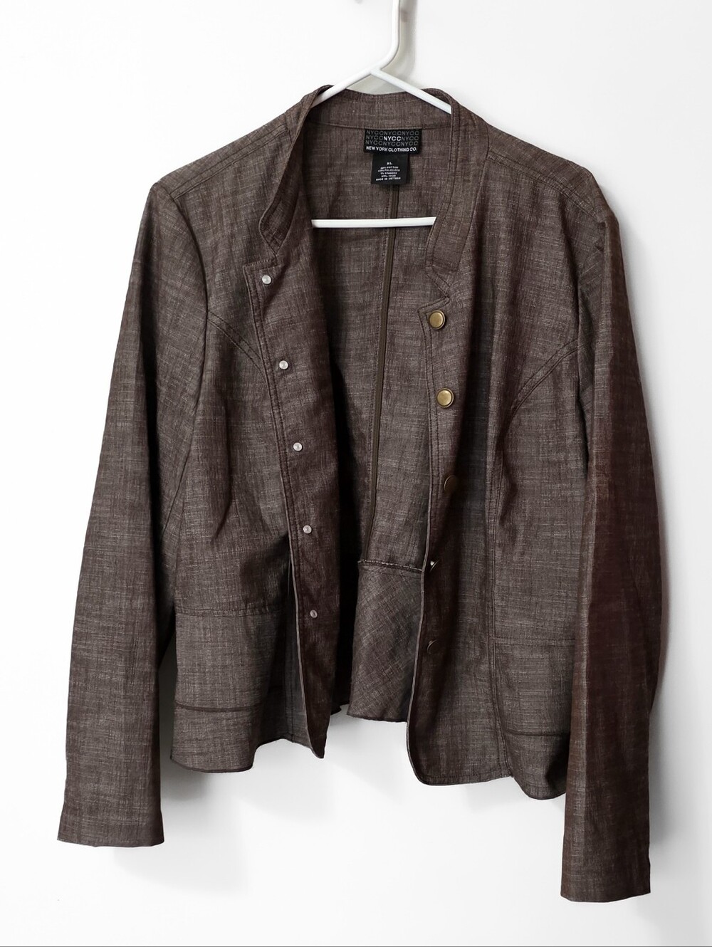 Women’s Brown Open-Front Blazer with Button Details Size XL